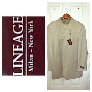 Brand New Linage Brown Striped Suit 48L NWT